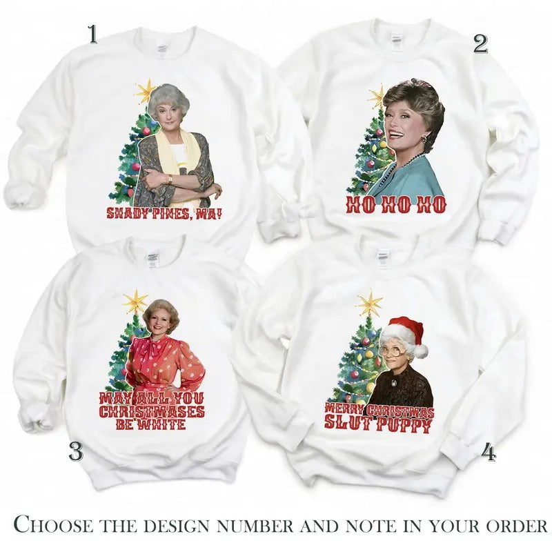 Funny 90s Golden Girls Characters  Movie Christmas Sweatshirt, Group Family Sweatshirts, The Golden Girls Lover Gift, Stay Golden Shirt