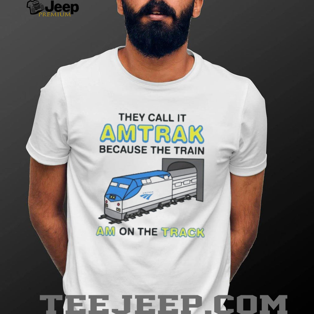 Funny Amtrak Train Am On The Track Pun White Graphic T Shirt
