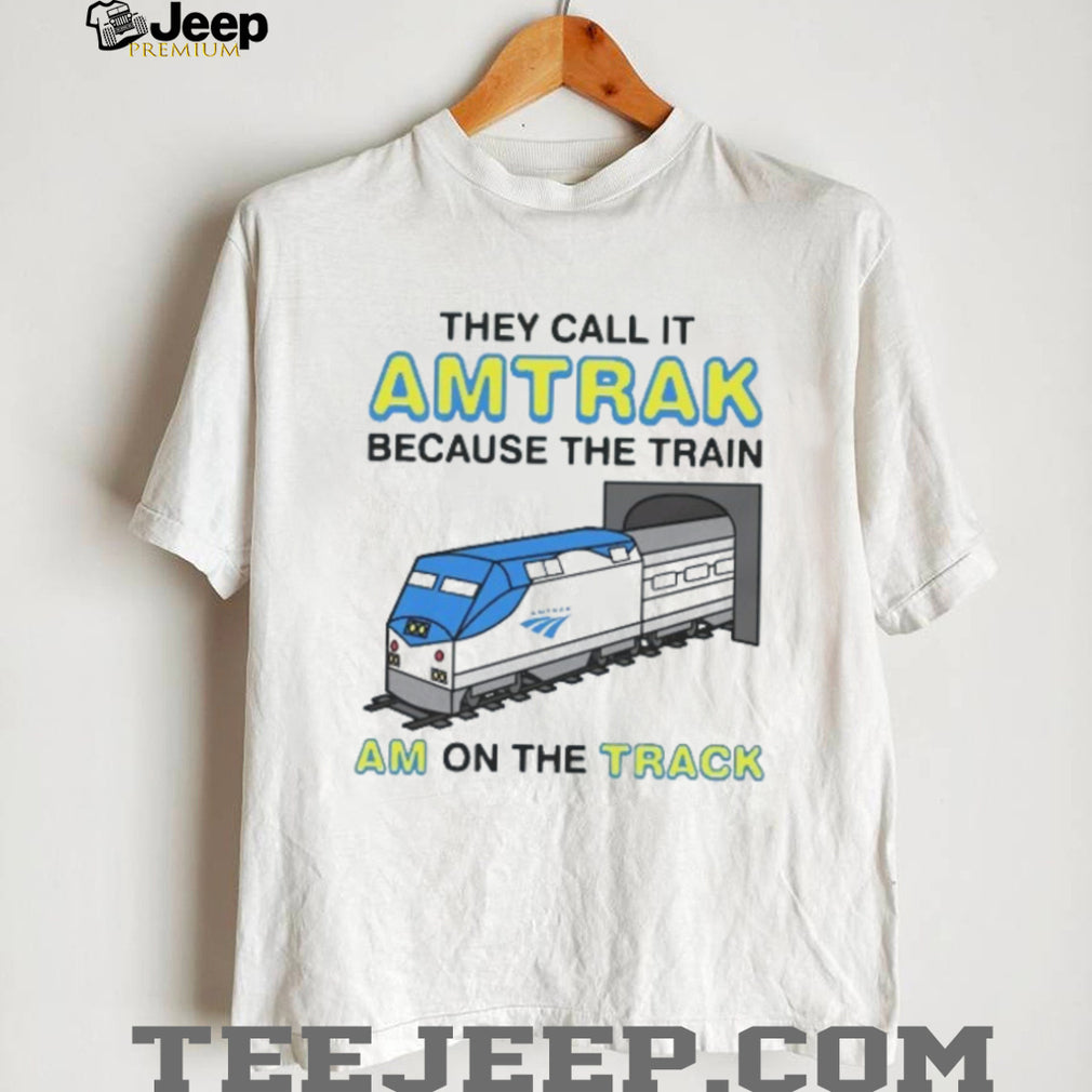 Funny Amtrak Train Am On The Track Pun White Graphic T Shirt