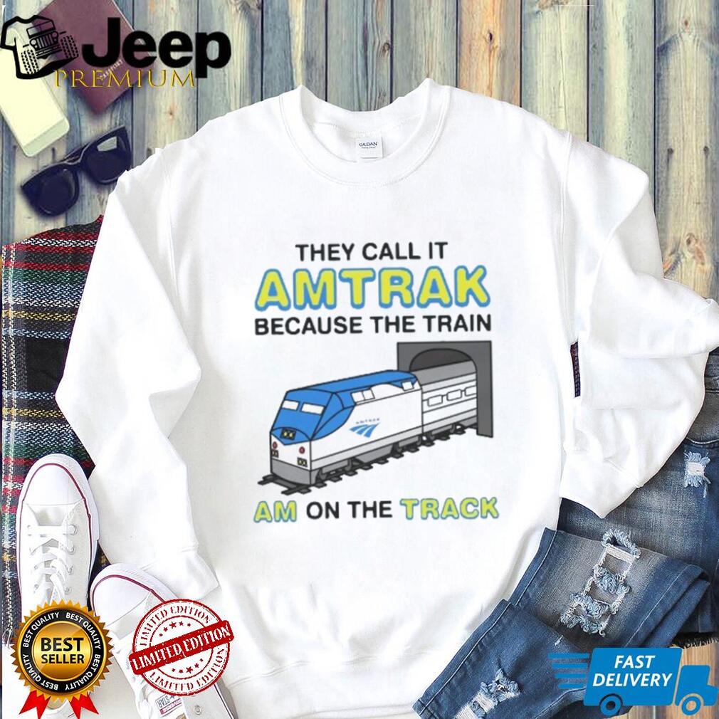 Funny Amtrak Train Am On The Track Pun White Graphic T Shirt