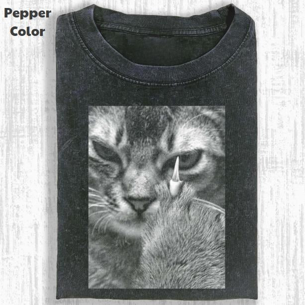 Funny Animal Vintage Graphic Tee, Angry Cat T-Shirt, Animal Shirt, Unisex Meme Cringe Funny Shirt, Menswear Womenswear Streetwear Cotton Comfort