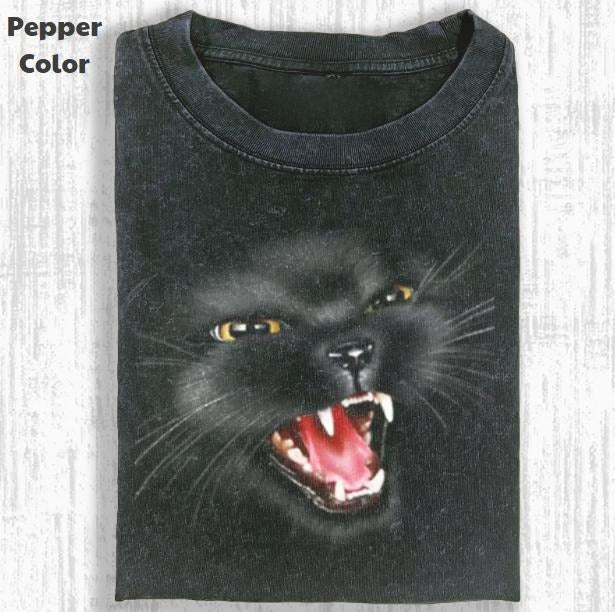 Funny Animal Vintage Graphic Tee, Black Cute Cat T-Shirt, Animal Shirt, Unisex Meme Cringe Funny Shirt, Menswear Womenswear Streetwear Cotton Comfort