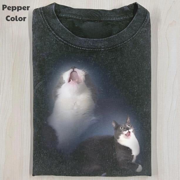Funny Animal Vintage Graphic Tee, Cat Portrait Shriek T-Shirt, Animal Shirt, Unisex Meme Cringe Funny Shirt, Menswear Womenswear Streetwear Cotton Comfort