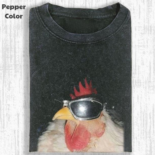 Funny Animal Vintage Graphic Tee, Chicken Cock T-Shirt, Animal Shirt, Unisex Meme Cringe Funny Shirt, Menswear Womenswear Streetwear Cotton Comfort