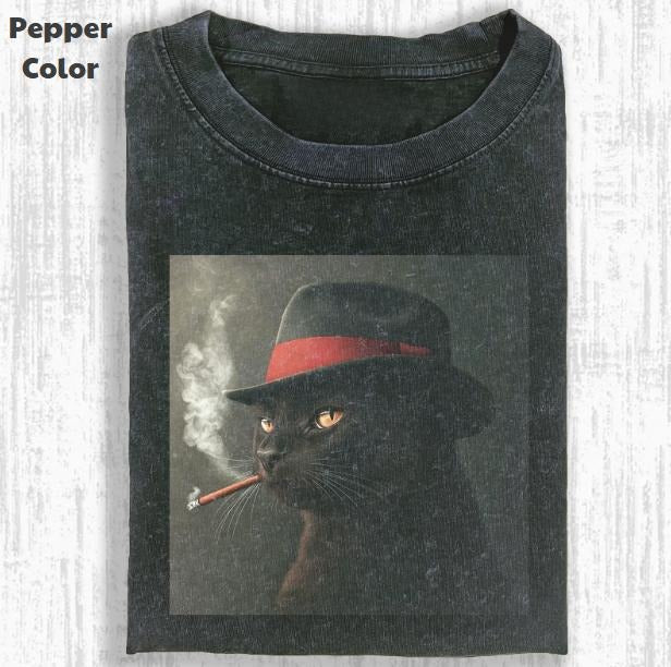 Funny Animal Vintage Graphic Tee, God Father Cat T-Shirt, Animal Shirt, Unisex Meme Cringe Funny Shirt, Menswear Womenswear Streetwear Cotton Comfort