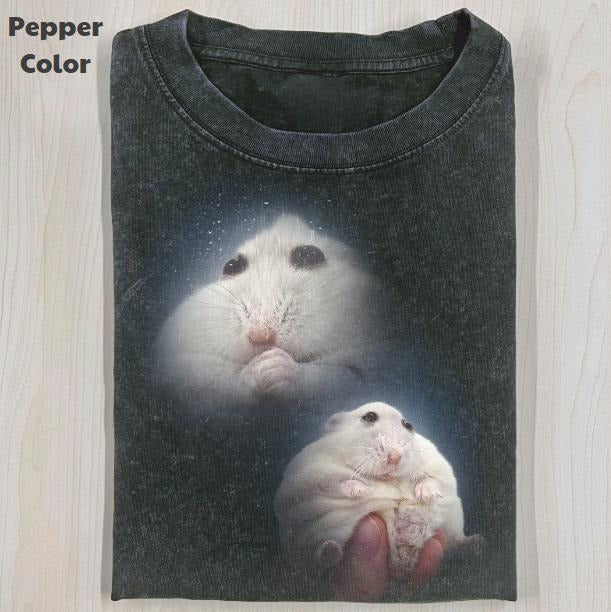 Funny Animal Vintage Graphic Tee, Hamster Pet Portrait T-Shirt, Animal Shirt, Unisex Meme Cringe Funny Shirt, Menswear Womenswear Streetwear Cotton Comfort