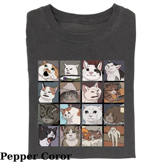 Funny Animal Vintage Graphic Tee, Meme Cats ClassicT-Shirt, Fantasy Kitten Tshirt, Cute Cat Shirt, Love Cat Tshirt, Animal Shirt, Unisex Meme Cringe Funny Shirt, Menswear Womenswear Streetwear Cotton Comfort