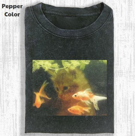 Funny Animal Vintage Graphic Tee, Wacky Cat T-Shirt, Animal Shirt, Unisex Meme Cringe Funny Shirt, Menswear Womenswear Streetwear Cotton Comfortstyle{n002}2