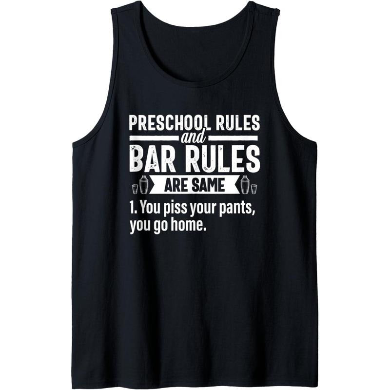 Funny Bartender Gift Women Men Rules Bartending Mixologist Tank Top Made in USA