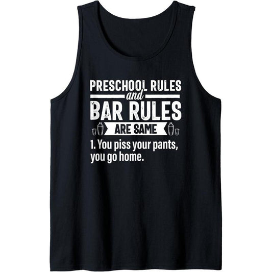 Funny Bartender Gift Women Men Rules Bartending Mixologist Tank Top Made in USA