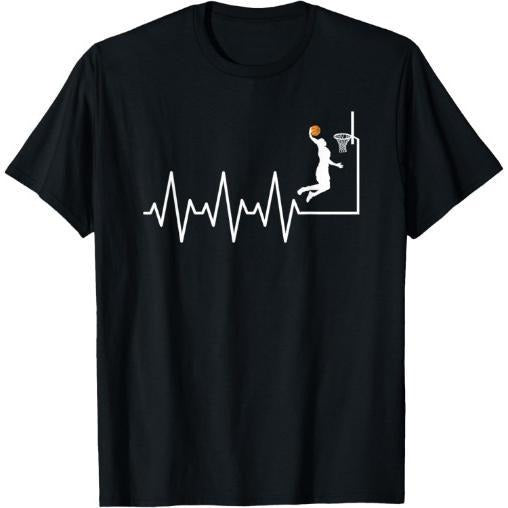 Funny Basketball Heartbeat Basketball Player T-Shirt Made in USA