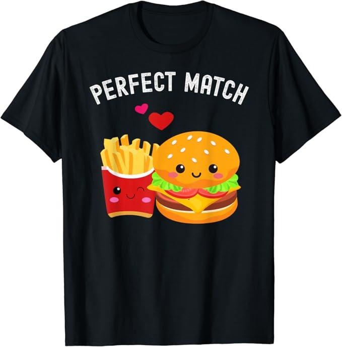 Funny Best Friend Shirts, Gift For Best Friend, Kawaii Burger and Fries Best Friend Matching Couple Besties T-Shirt Menswear Top Comfort Cotton