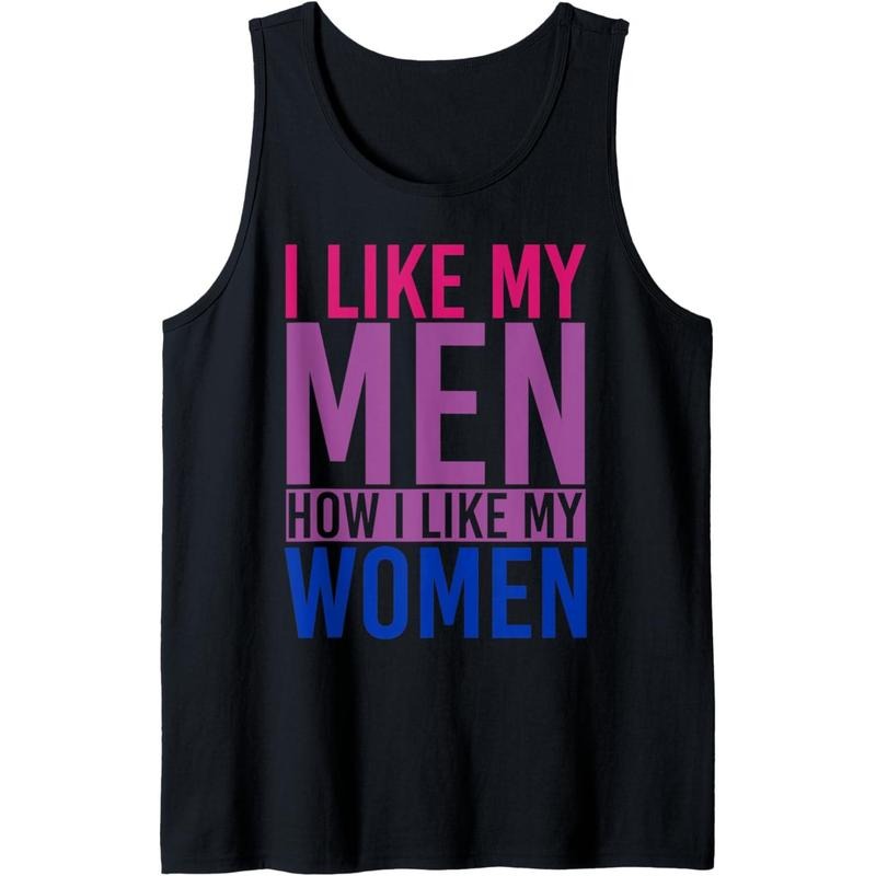 Funny Bi Pride I Like My Men How I Like My Women Bisexual Tank Top MADE IN USA