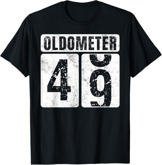 Funny Birthday Shirts, Oldometer 49 Shirt Vintage Funny 49th Birthday Gift Idea T-Shirt - Menswear Top