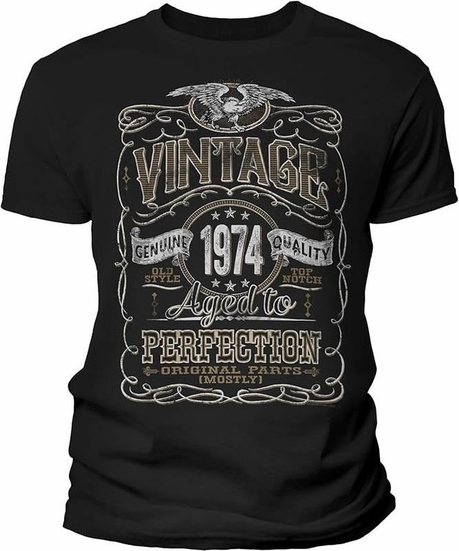 Funny Birthday Shirts, Vintage 1974 Aged To Perfection 50th Birthday T-Shirt For Men - Menswear Top