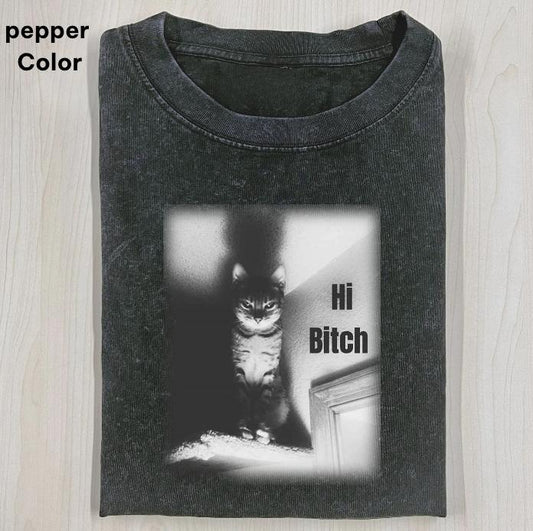 Funny Black Cat Sitting on a Window Sill T-SHIRT, Retro Funny Vintage Tee, Unisex Meme Cringe Funny Dumb Shirt, FUNNY CUTE shirts for women