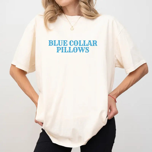 Funny Blue Collar Pillows Shirt Comfort Colors, Retro Blue Collar Wife Tee, Blue Collar Girlfriend T-shirt, Wifey Tshirt, Adult Humor Gift Ideas, Comfy Cotton Fabric Women's Tops, Casual Womenswear