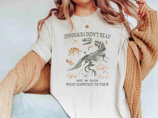 Funny Bookish Tshirt, Dinosaurs Did Not Read Retro Shirt, Reading Shirt, Book Lovers Shirt, Reading Gift, Teacher Life Tee, Librarian Shirt