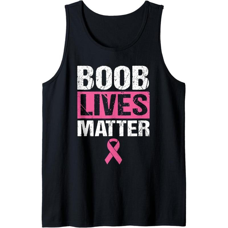 Funny Breast Cancer Awareness Boob Lives Matter Support Gift Tank Top made in USA