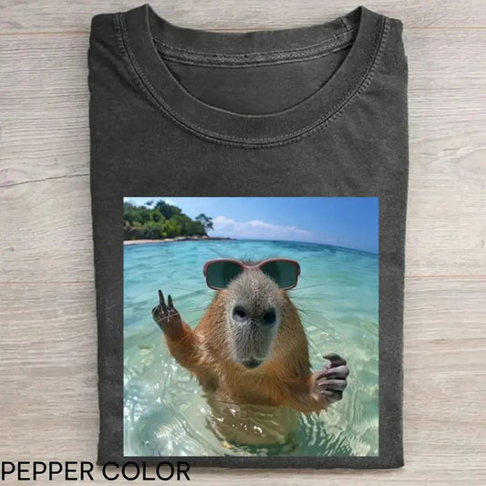 Funny Capybara Swimming T-shirt, Retro 90s Funny Capybara Graphic Shirt, Autism Awareness, Capybara Meme Tee, Funny Bootleg