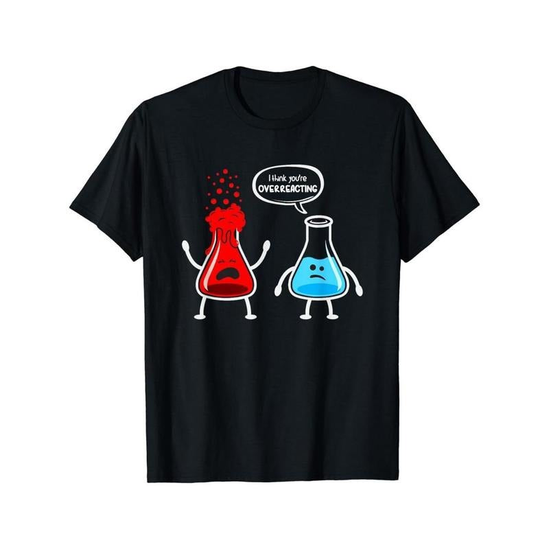 Funny Cartoon Chemistry Bottle Pattern Men's Stretch Short Sleeve Crew Neck T-shirt, Summer Outdoor Made in USA