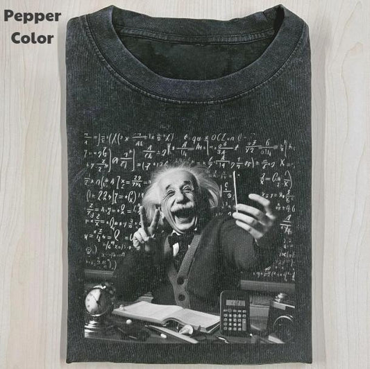 Funny Character Vintage Graphic Tee, Albert Einstein Solve Math T-Shirt, Unisex Meme Cringe Funny Shirt, Menswear Womenswear Streetwear Cotton Comfort