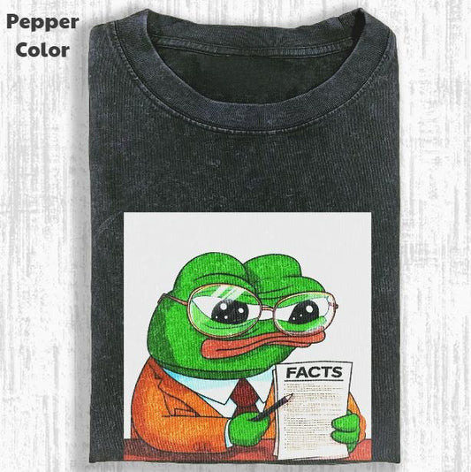 Funny Character Vintage Graphic Tee, Pepe The Frog Facts T-Shirt, Unisex Meme Cringe Funny Shirt, Menswear Womenswear Streetwear Cotton Comfort