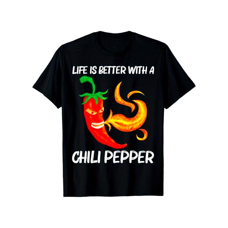 Funny Chili Print, Men's Cotton T-shirt, Graphic Tee Men's Outdoor Clothes, Men's Clothing, Casual Short Sleeve Crew Neck T-shirt made in usastyle{n002}3