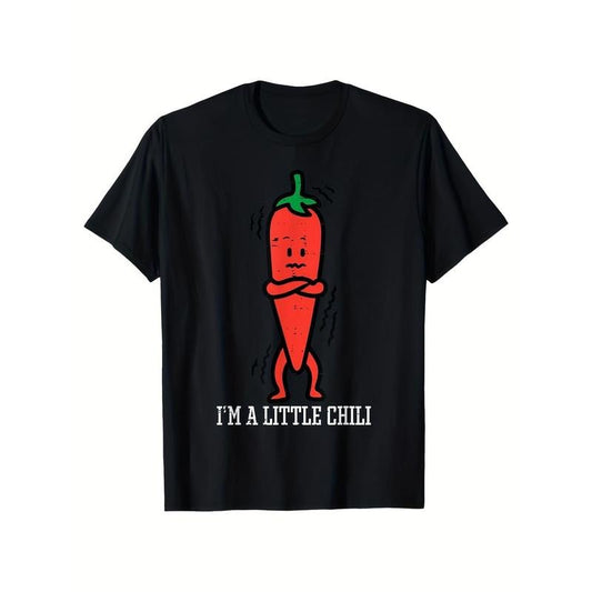 Funny Chili Print, Men's Cotton T-shirt, Graphic Tee Men's Outdoor Clothes, Men's Clothing, Casual Short Sleeve Crew Neck...
