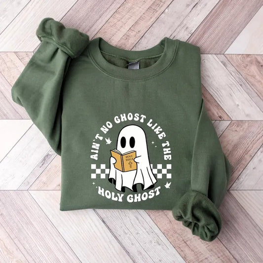 Funny Christian Halloween Sweatshirt, Religious Halloween Shirt, Cute Ghost Sweatshirt, Funny Christian Gifts Cotton Polyester Womenswear Hoodie