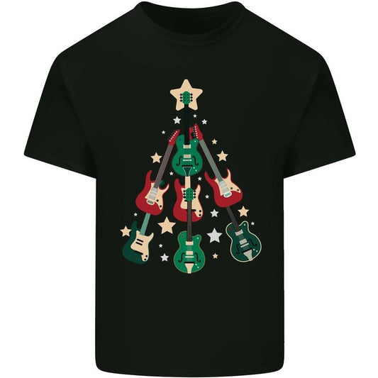 Funny Christmas Guitar Tree Rock Music Mens Cotton T-Shirt Tee Top Made in USA