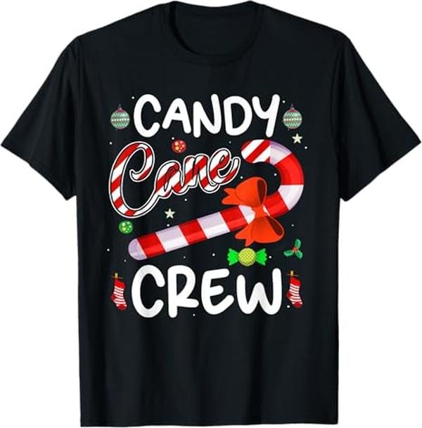 Funny Christmas Shirt, Christmas Gift, Candy Cane Crew Funny Christmas Candy Lover X-mas Gifts T-Shirt - Menswear Top