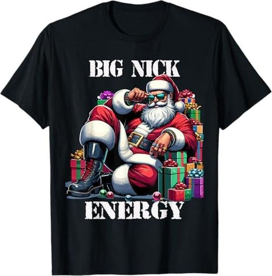 Funny Christmas Shirts, Fun Big Nick Energy Funny Santa Claus Christmas Xmas Cool T-Shirt - Menswear Top