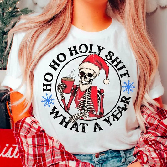 Funny Christmas Skeleton Santa Claus T-Shirt , Christmas Humor Sweatshirt, Holiday Santa Clothing, Unisex Cotton Crewneck