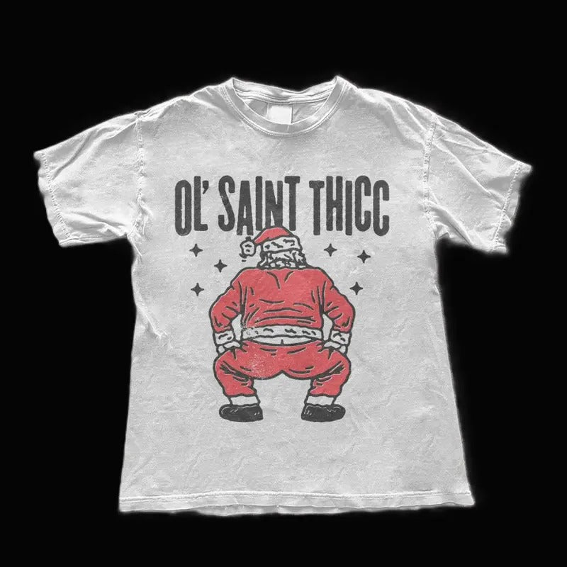Funny Christmas T-Shirt Ol' Saint  Tee - Retro Style Santa Claus Graphic Tee - Holiday Unisex Top - Retro Xmas Gift - graphic tee Menswear Top