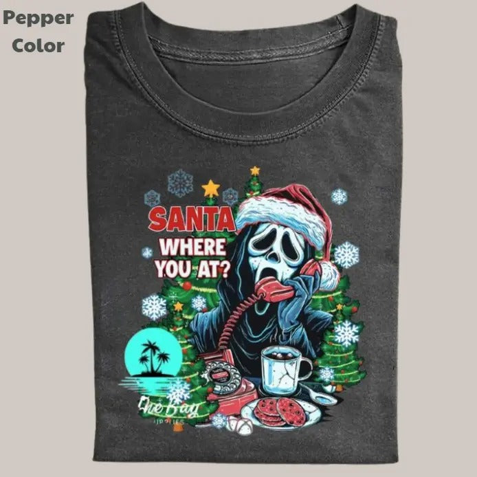 Funny Christmas Vintage Tee, Santa Where You At T-Shirt, Movies Graphic Tee, Meme Cringe Funny Dumb Shirt, Menswear Womenswear Streetwear