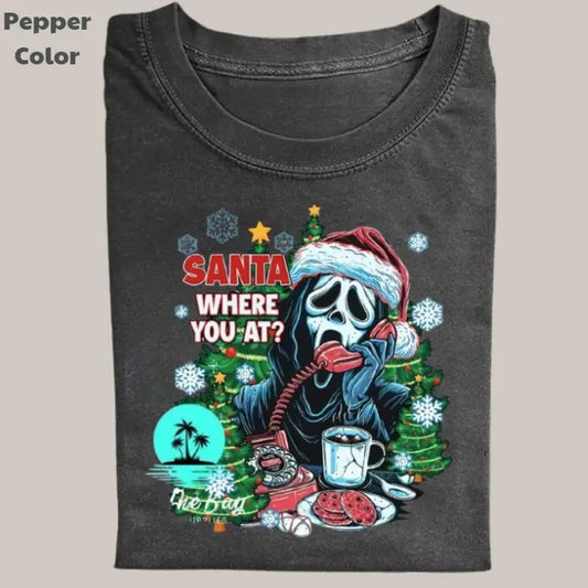 Funny Christmas Vintage Tee, Santa Where You At T-Shirt, Movies Graphic Tee, Meme Cringe Funny Dumb Shirt, Menswear Womenswear Streetwear