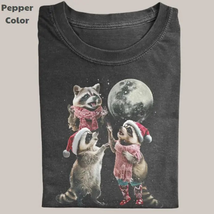 Funny Christmas Vintage Tee, Three Raccoons T-Shirt, Christmas Graphic Tee, Meme Cringe Funny Dumb Shirt, Menswear Womenswear Streetwear