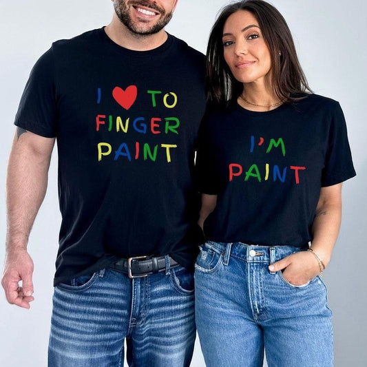Funny Couples Matching Shirts, Valentine Couples Shirts, I Love To Finger Paint I'm Paint Adult Humor Shirts Rude Couples Shirts, Casual Cotton