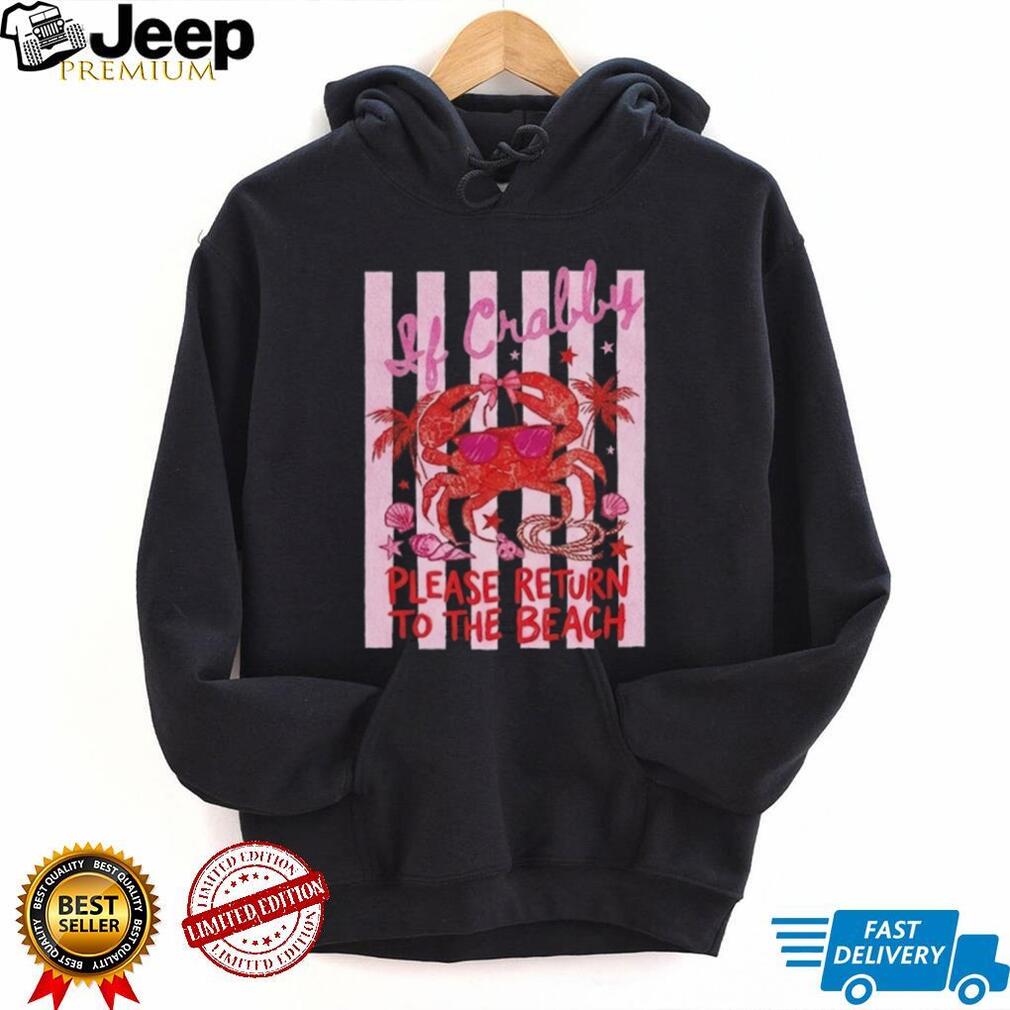 Funny Crabby Beach Summer Vacation Retro Striped Graphic T Shirt