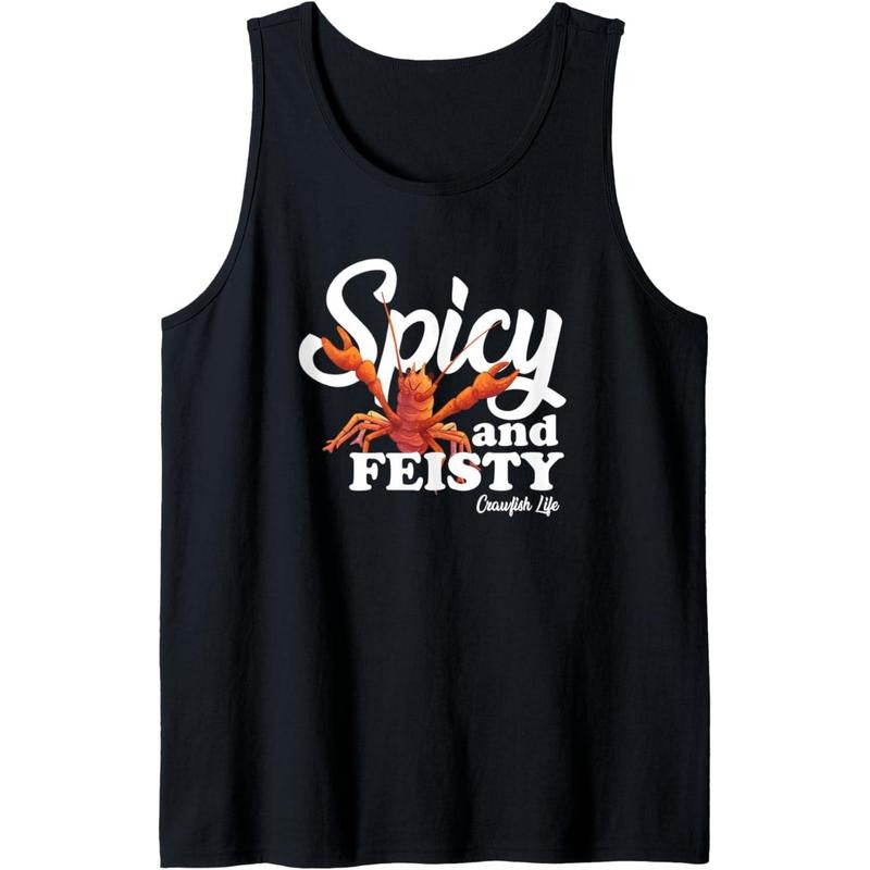 Funny Crawfish Spicy And Feisty Crawfish Boil Cute Crawdaddy Tank Top MADE IN USA