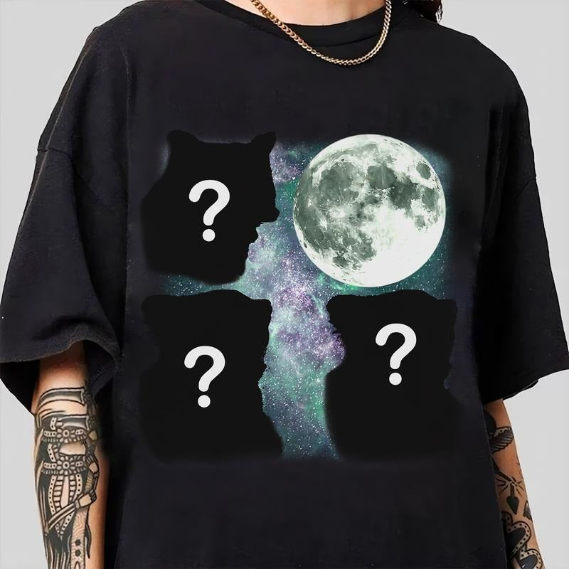Funny Custom Retro Graphic T-shirts,  Vintage Meme Custom Moon Tshirt, Funny Gift For Friends, Idk Meme Tee, Silly Gifts