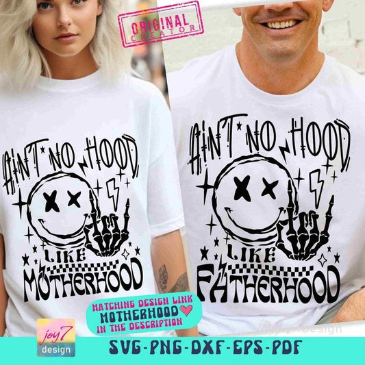 Funny Dad Dad Shirt Ain't No Hood Like Fatherhood Fathers Day Retro Sublimation Dad Front Back Cut File Original Hoodie,...