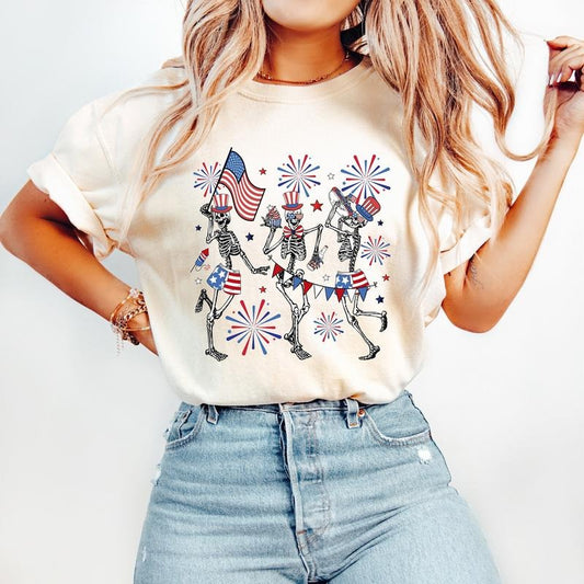 Funny Dancing Skeleton 4th of July Shirt, Retro America Shirt, USA 4th of July, American Flag, Freedom, Memorial Day Shirt