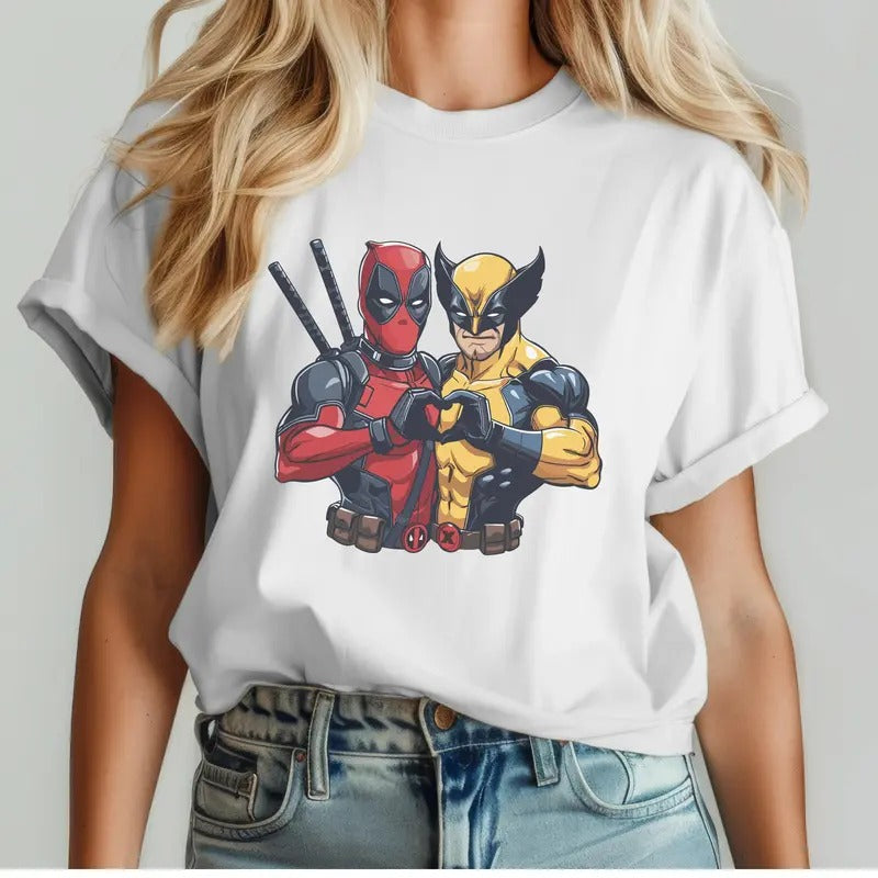Funny Dead pool & Wolv erine Best Friends Shirt Graphic Tee Shirt Men Women Unisex Cotton