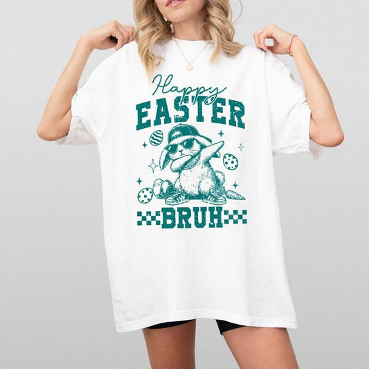 Funny Easter Bunny Shirt, Cool Bunny Dabbing Tee, Happy Easter Bruh Graphic Shirt, Humorous Easter Outfit, Casual Spring Tee