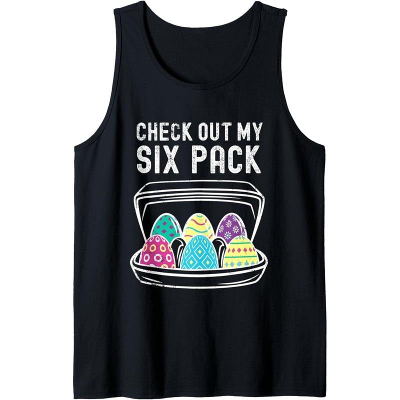 Funny Easter Egg Workout Check Out My Six Pack Abs Easter Tank Top Made in USA