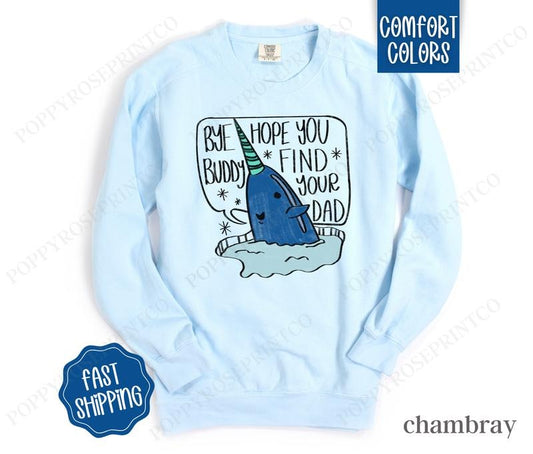 Funny Elf Sweatshirt Comfort Colors Elf Christmas Sweater, Womens Holiday Crewneck