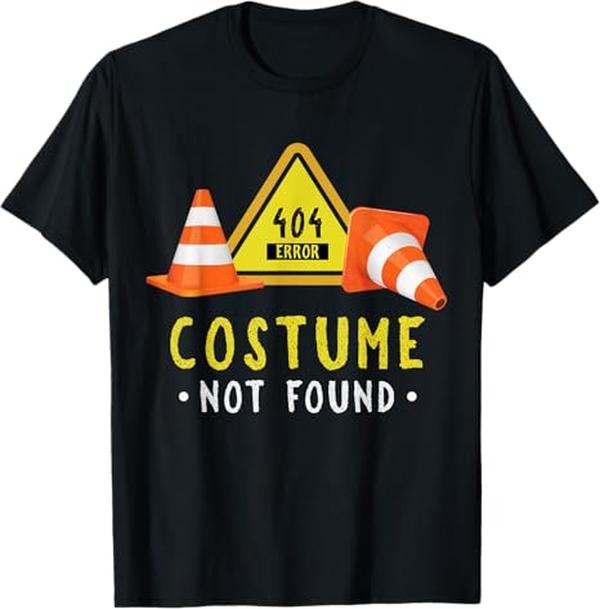 Funny Error 404 Costume Not Found Shirt, Halloween Geek Nerd Costume Error 404 Not Found T-Shirt - Menswear Top