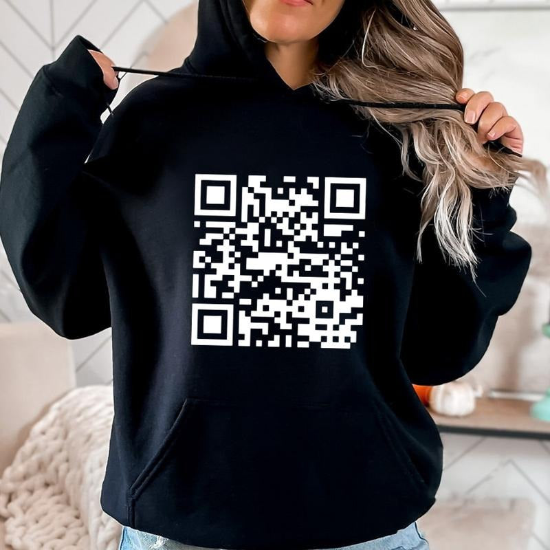 Funny FU QR Code Men's Hoodie, QR Code Hoodie, Gifts, Gift For Her, Gift For Him, Classic Fabric Top Clothing Medium Menswear Sweatshirts